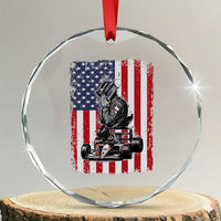 Patriotic Racing Car American Flag Race Crystal Glass Ornament TS14