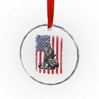 Patriotic Racing Car American Flag Race Crystal Glass Ornament TS14