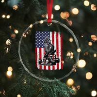 Patriotic Racing Car American Flag Race Crystal Glass Ornament TS14