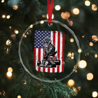 Patriotic Racing Car American Flag Race Crystal Glass Ornament - Wonder Print Shop