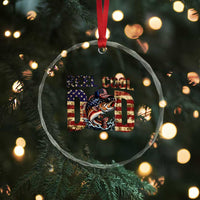 Patriotic Reel Cool Dad Crystal Glass Ornament American Flag Fishing Fathers Day Gift