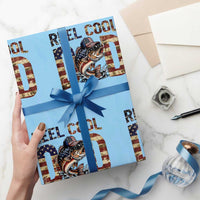 Patriotic Reel Cool Dad Wrapping Paper Roll American Flag Fishing Fathers Day Gift