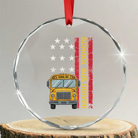 Patriotic School Bus Driver USA American Flag Crystal Glass Ornament