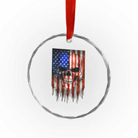Patriotic Skull American Flag USA Pride Crystal Glass Ornament