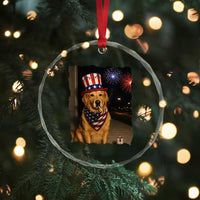 Patriotic Smoking Golden Retriever Crystal Glass Ornament Funny Dog Lover Dad 4th Of July