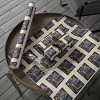 Patriotic Starry Night Cat Wrapping Paper Roll Cat Lover Gift