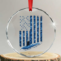 Patriotic Submarine Veteran Crystal Glass Ornament Submariner Vintage Camo American Flag TS11