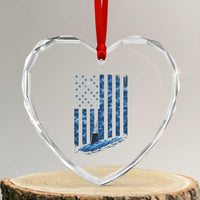 Patriotic Submarine Veteran Heart Crystal Glass Ornament Submariner Vintage Camo American Flag - Wonder Print Shop
