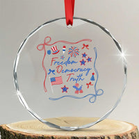 Patriotic Subtle FDT Crystal Glass Ornament Coquette Bow Patriotic 4th of July - Wonder Print Shop