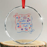 Patriotic Subtle FDT Crystal Glass Ornament Coquette Bow Patriotic 4th of July TS10