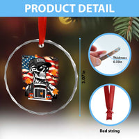 Patriotic Trucker Skeleton American Flag Crystal Glass Ornament - Wonder Print Shop