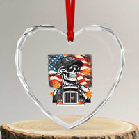 Patriotic Trucker Skeleton American Flag Heart Crystal Glass Ornament - Wonder Print Shop