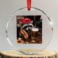 Patriotic USA Raccoon Drinking Beer Crystal Glass Ornament 4th of July Meme