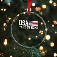 Patriotic USA Soccer Fan Crystal Glass Ornament Take Us Home Game Day