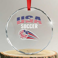 Patriotic USA Soccer Stars and Stripes Graphic Crystal Glass Ornament American Football Fan Game Day Spirit