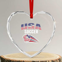 Patriotic USA Soccer Stars and Stripes Graphic Heart Crystal Glass Ornament American Football Fan Game Day Spirit