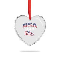 Patriotic USA Soccer Stars and Stripes Graphic Heart Crystal Glass Ornament American Football Fan Game Day Spirit