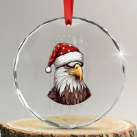 Patriotic Xmas Crystal Glass Ornament Santa Bald Eagle USA Flag Xmas TS09