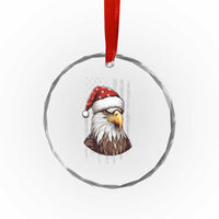 Patriotic Xmas Crystal Glass Ornament Santa Bald Eagle USA Flag Xmas TS09