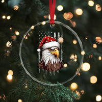Patriotic Xmas Crystal Glass Ornament Santa Bald Eagle USA Flag Xmas TS09