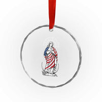 Patroness of the USA Virgin Mary Graphic Crystal Glass Ornament Patriotic American Flag Catholic Faith