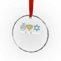 Peace Love Hanukkah Crystal Glass Ornament Retro Chanukah Jewish Menorah Star of David TS02