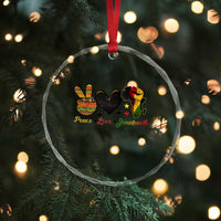 Peace Love Juneteenth Crystal Glass Ornament 1865 Heart Kente Peace Sign Africa Fist TS02