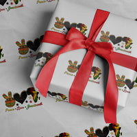 Peace Love Juneteenth Wrapping Paper Roll 1865 Heart Kente Peace Sign Africa Fist - Wonder Print Shop
