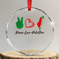 Peace Love Palestine Crystal Glass Ornament Gaza Palestinian Flag TS10