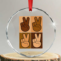 Peace Sign Equality for All Crystal Glass Ornament Peace Out V Fingers Hand Equal Rights TS10