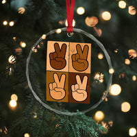 Peace Sign Equality for All Crystal Glass Ornament Peace Out V Fingers Hand Equal Rights - Wonder Print Shop