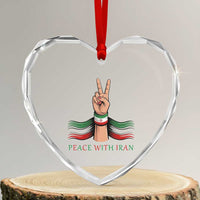 Peace With Iran Heart Crystal Glass Ornament Support Iranian People For Peace