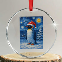 Penguin Christmas Crystal Glass Ornament Starry Night Van Gogh TS14