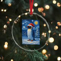 Penguin Christmas Crystal Glass Ornament Starry Night Van Gogh TS14