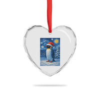 Penguin Christmas Heart Crystal Glass Ornament Starry Night Van Gogh - Wonder Print Shop