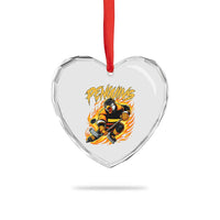 Penguin Playing Ice Hockey Heart Crystal Glass Ornament Funny Sports Fan Gift - Wonder Print Shop