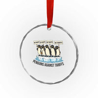 Penguins Against Tariffs Crystal Glass Ornament Resist Tariffs Subtle FDT Political Resistance