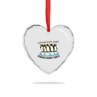 Penguins Against Tariffs Heart Crystal Glass Ornament Resist Tariffs Subtle FDT Political Resistance