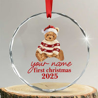 Personalised My First Christmas Crystal Glass Ornament Custom Name Newborn Baby 1st Xmas - Wonder Print Shop