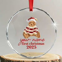 Personalised My First Christmas Crystal Glass Ornament Custom Name Newborn Baby 1st Xmas TS10