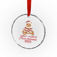 Personalised My First Christmas Crystal Glass Ornament Custom Name Newborn Baby 1st Xmas TS10