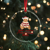 Personalised My First Christmas Crystal Glass Ornament Custom Name Newborn Baby 1st Xmas TS10