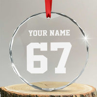 Personalized 67 Jersey Number Crystal Glass Ornament Custom Name Varsity Sports 67th Birthday - Wonder Print Shop