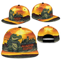 Personalized Alligator Alcatraz Snapback Cap Gator Island Prison Retro Sunset - Wonder Print Shop