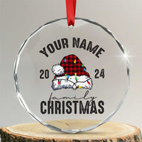 Personalized Christmas Family Crystal Glass Ornament Custom Name Family Christmas 2024 Santa Hat - Wonder Print Shop