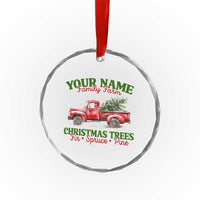 Personalized Christmas Family Crystal Glass Ornament Custom Name Family Farm Christmas Trees Vintage Truck - Wonder Print Shop