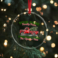 Personalized Christmas Family Crystal Glass Ornament Custom Name Family Farm Christmas Trees Vintage Truck - Wonder Print Shop