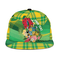 Personalized Dominica Independence Day Snapback Cap Map With Coat Of Arms Madras Pattern - Wonder Print Shop