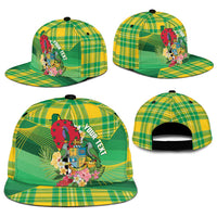 Personalized Dominica Independence Day Snapback Cap Map With Coat Of Arms Madras Pattern - Wonder Print Shop
