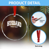 Personalized Husband Crystal Glass Ornament Custom Text Name Hubby Marriage Anniversary Couple Gift